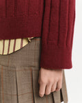 PLUMPED RED, WIDE RIBBED WOOL STAND COLLAR, CLOSE-UP BY GANT AU.