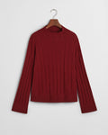 PLUMPED RED, WIDE RIBBED WOOL STAND COLLAR, FLAT-LAY BY GANT AU.