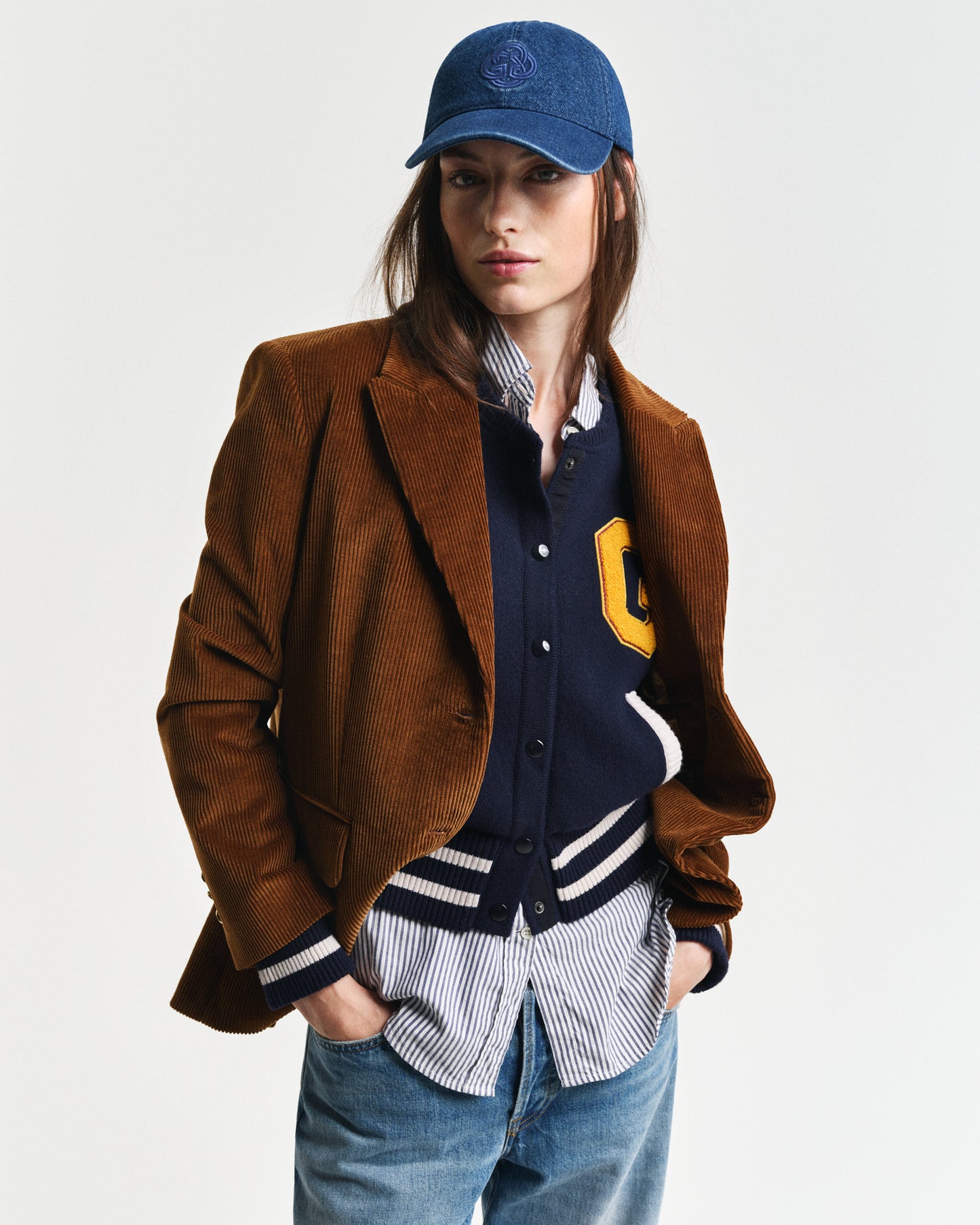MID BLUE, DENIM CAP, FRONT-VIEW BY GANT AU.