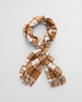 CUMIN BEIGE, CHECKED WOOL SCARF, CLOSE-UP BY GANT AU.