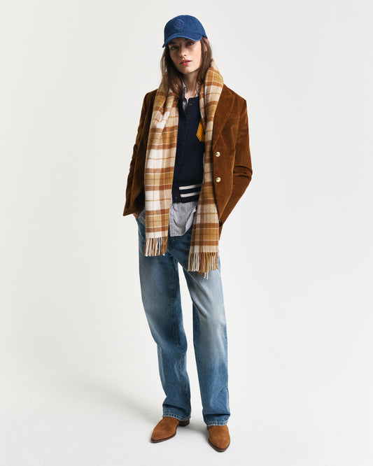CUMIN BEIGE, CHECKED WOOL SCARF BY GANT AU.