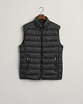 BLACK, LIGHT DOWN VEST, FLAT-LAY BY GANT AU.