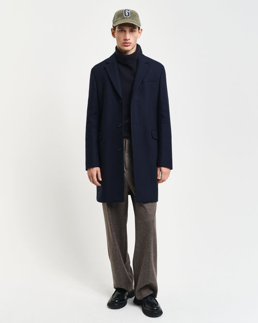 NIGHT BLUE, CLASSIC WOOL COAT, FRONT-VIEW BY GANT AU.