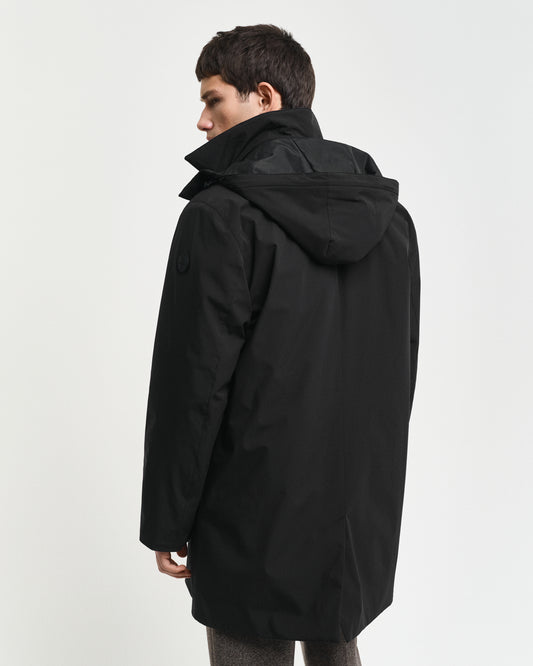 BLACK, PADDED CAR COAT, BACK-VIEW BY GANT AU.