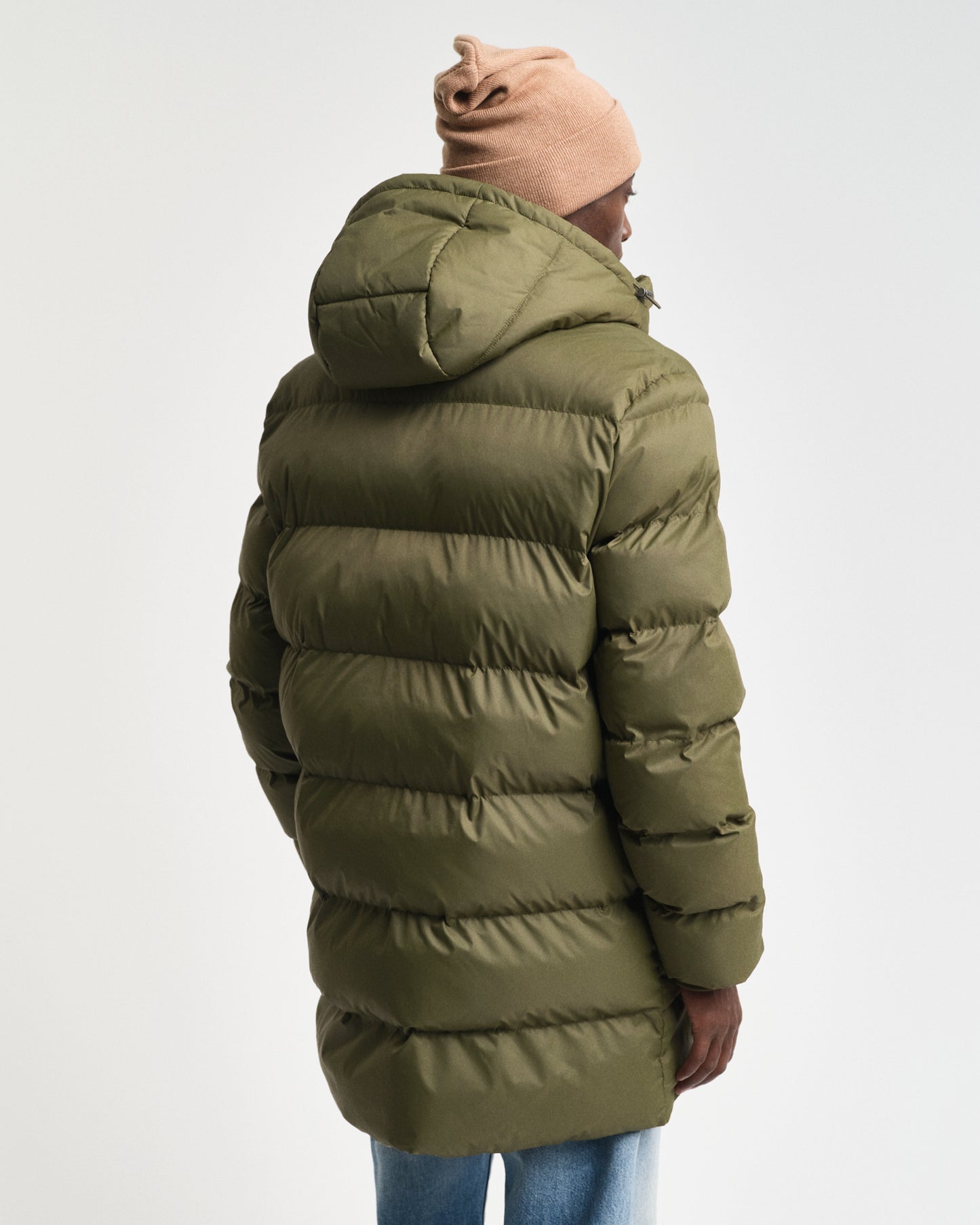 JUNIPER GREEN, ACTIVE CLOUD MID LENGTH JACKET, BACK-VIEW BY GANT AU.