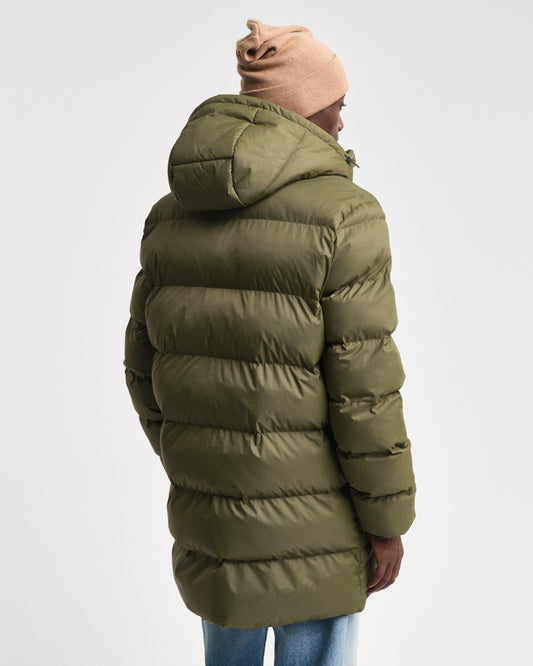 JUNIPER GREEN, ACTIVE CLOUD MID LENGTH JACKET, BACK-VIEW BY GANT AU.
