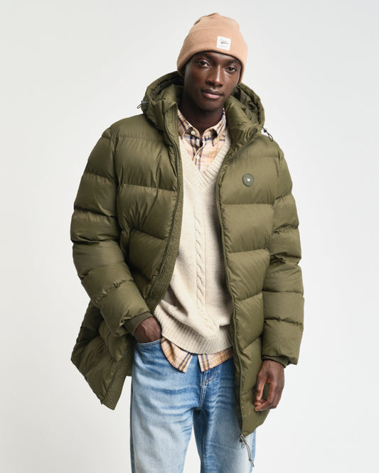 JUNIPER GREEN, ACTIVE CLOUD MID LENGTH JACKET, FRONT-VIEW BY GANT AU.
