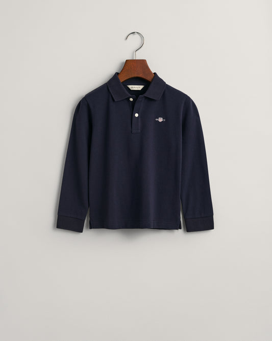 EVENING BLUE, SHIELD LS PIQUE POLO BY GANT AU.