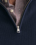 EVENING BLUE, COTTON MICRO TEXTURED HALF ZIP, CLOSE-UP BY GANT AU.