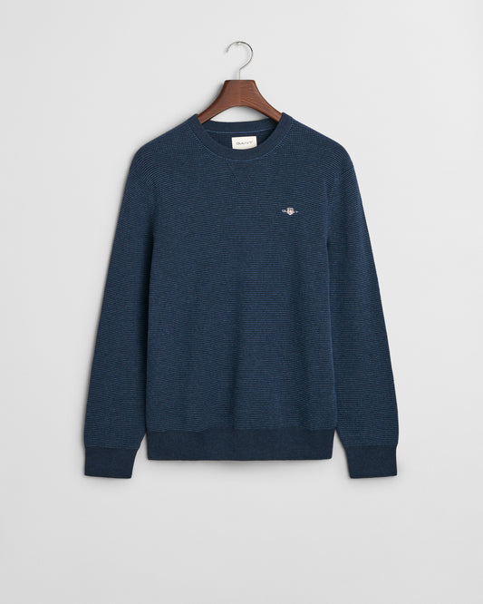 MARINE MELANGE, 2-TONE TEXTURED C-NECK BY GANT AU.