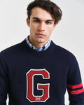 EVENING BLUE, SEASONAL G C-NECK, CLOSE-UP BY GANT AU.
