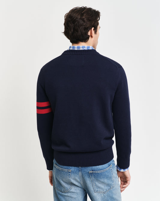 EVENING BLUE, SEASONAL G C-NECK, BACK-VIEW BY GANT AU.