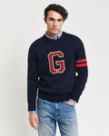 EVENING BLUE, SEASONAL G C-NECK, FRONT-VIEW BY GANT AU.