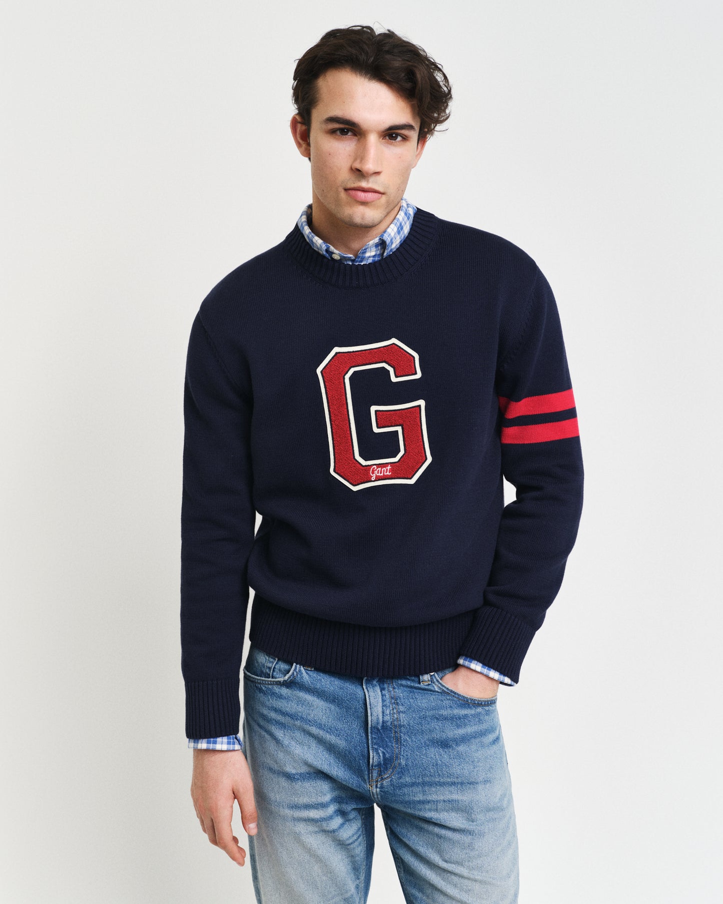 EVENING BLUE, SEASONAL G C-NECK, FRONT-VIEW BY GANT AU.