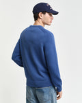 VINTAGE BLUE, CASUAL COTTON SADDLE C-NECK, BACK-VIEW BY GANT AU.