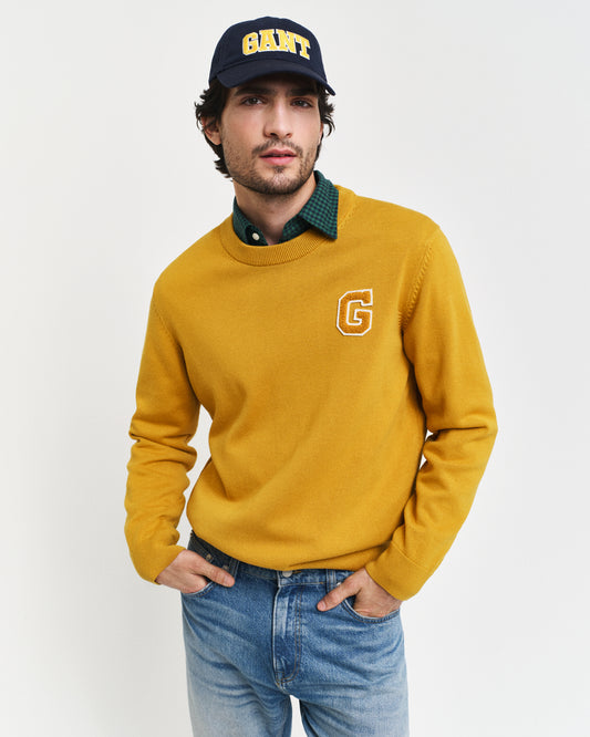 MAPLE YELLOW, BADGE C-NECK, FRONT-VIEW BY GANT AU.