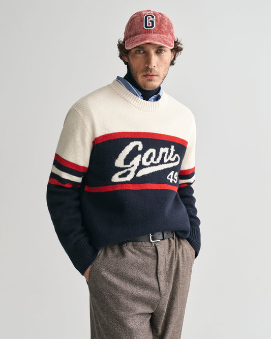 EVENING BLUE, GANT VINTAGE GRAPHIC C-NECK, FRONT-VIEW BY GANT AU.
