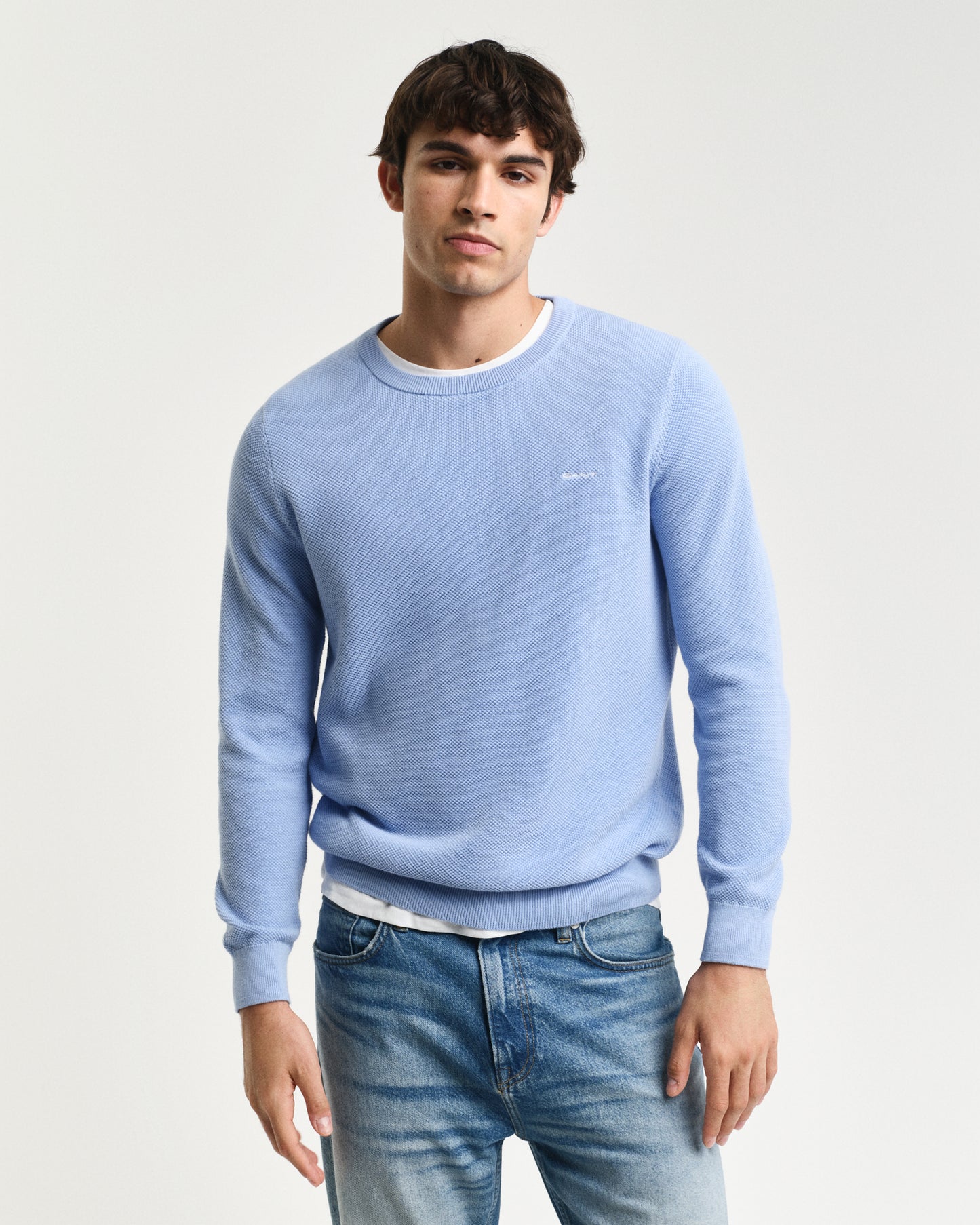 CLEAR SKY, COTTON PIQUE C-NECK, FRONT-VIEW BY GANT AU.