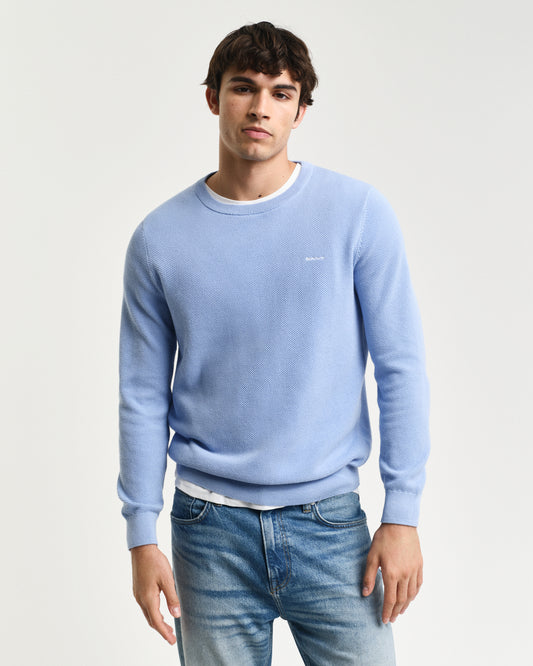 CLEAR SKY, COTTON PIQUE C-NECK, FRONT-VIEW BY GANT AU.