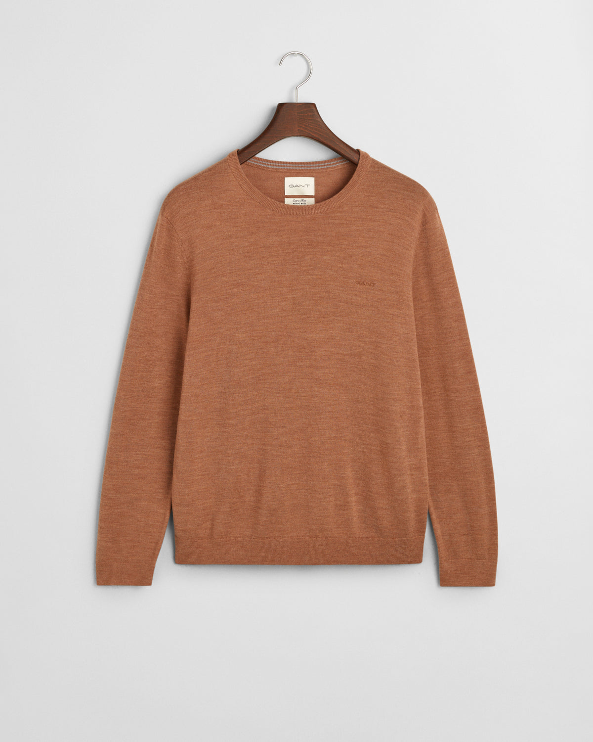 DK SAND MELANGE, EXTRAFINE MERINO WOOL C-NECK, FLAT-LAY BY GANT AU.