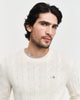 CREAM, LAMBSWOOL CABLE C-NECK, CLOSE-UP BY GANT AU.