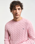 DUSTY PINK, COTTON CABLE C-NECK, CLOSE-UP BY GANT AU.