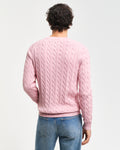 DUSTY PINK, COTTON CABLE C-NECK, BACK-VIEW BY GANT AU.