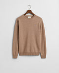 DK SAND MELANGE, SUPERFINE LAMBSWOOL C-NECK, FLAT-LAY BY GANT AU.