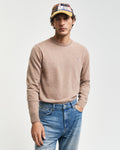 DK SAND MELANGE, SUPERFINE LAMBSWOOL C-NECK, FRONT-VIEW BY GANT AU.