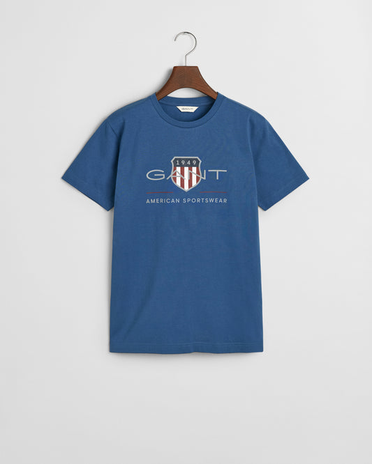 VINTAGE BLUE, ARCHIVE SHIELD SS T-SHIRT BY GANT AU.