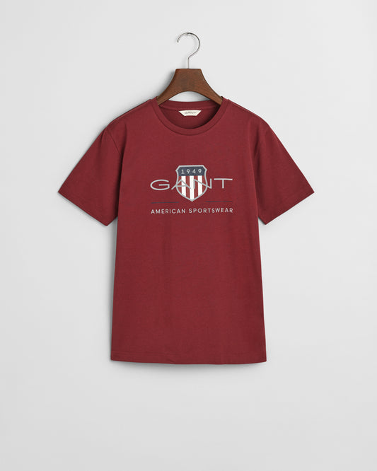 WINE RED, ARCHIVE SHIELD SS T-SHIRT BY GANT AU.