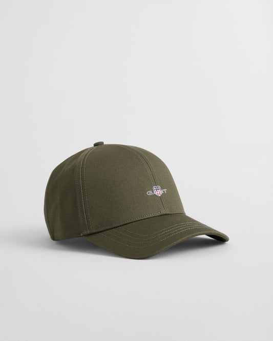 JUNIPER GREEN, UNISEX. HIGH COTTON TWILL CAP, FRONT-VIEW BY GANT AU.