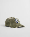 DARK CACTUS, G BADGE WASHED CORD CAP, FRONT-VIEW BY GANT AU.
