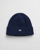 MARINE, UNISEX. SHIELD WOOL BEANIE, FRONT-VIEW BY GANT AU.