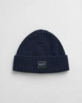 EVENING BLUE, COTTON RIBBED BEANIE, FRONT-VIEW BY GANT AU.