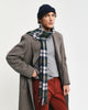 TARTAN GREEN, HERRINGBONE CHECK WOOL WOVEN SCARF BY GANT AU.