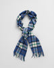 VINTAGE BLUE, HERRINGBONE CHECK WOOL WOVEN SCARF, FLAT-LAY BY GANT AU.