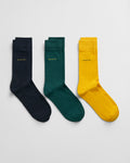 DEEP FOREST, SOFT COTTON SOCKS 3-PACK BY GANT AU.