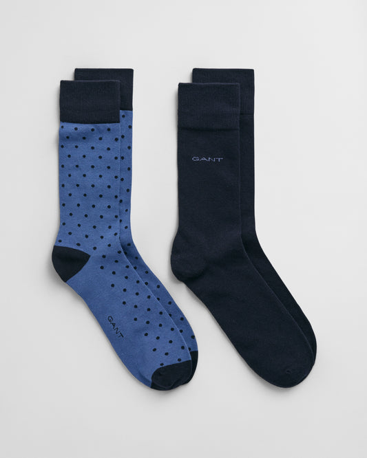 VINTAGE BLUE, DOT AND SOLID SOCKS 2-PACK BY GANT AU.
