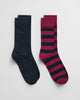 RICH WINE, BARSTRIPE AND SOLID SOCKS 2-PACK BY GANT AU.