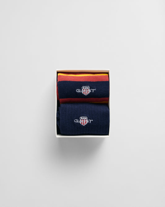 IRON RED, SHIELD RUGGER STRIPE SOCKS 2-P GB, CLOSE-UP BY GANT AU.