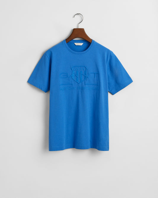 GREECE BLUE, TONAL AS SS T-SHIRT BY GANT AU.
