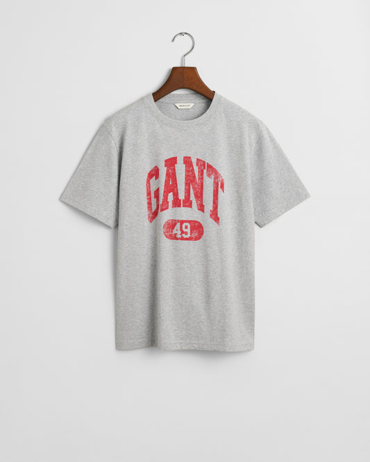 LIGHT GREY MELANGE, GANT 49 ARCH RELAXED  T-SHIRT BY GANT AU.