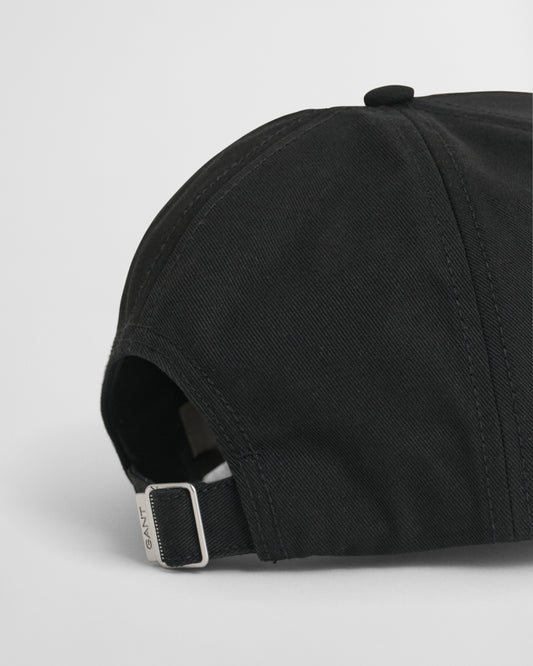 BLACK, UNISEX. TWILL CAP, CLOSE-UP BY GANT AU.