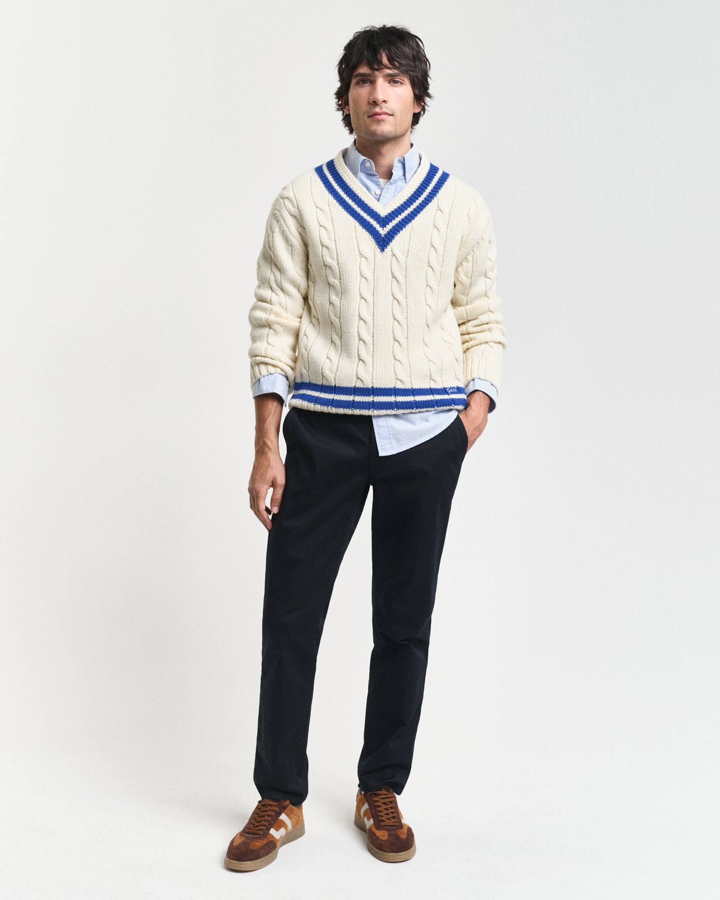 BLACK, SLIM TWILL CHINOS BY GANT AU.