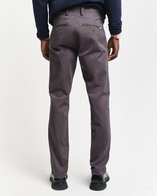 ANTRACITE, SLIM TWILL CHINOS, BACK-VIEW BY GANT AU.