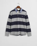 GREY MELANGE, REG CHAMBRAY STRIPE HEAVY RUGGER, FLAT-LAY BY GANT AU.