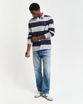 GREY MELANGE, REG CHAMBRAY STRIPE HEAVY RUGGER BY GANT AU.