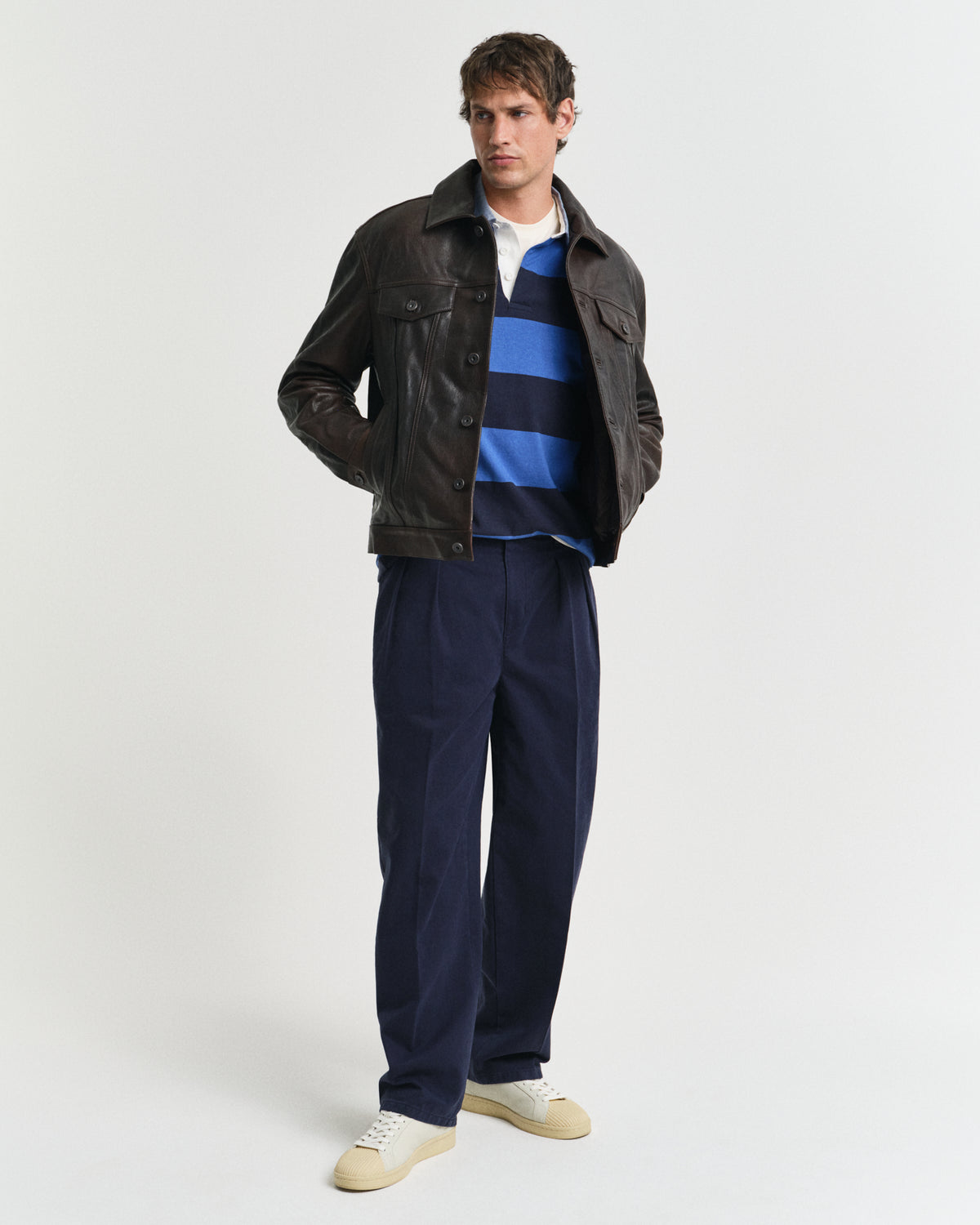 RICH BLUE, REG CHAMBRAY STRIPE HEAVY RUGGER BY GANT AU.