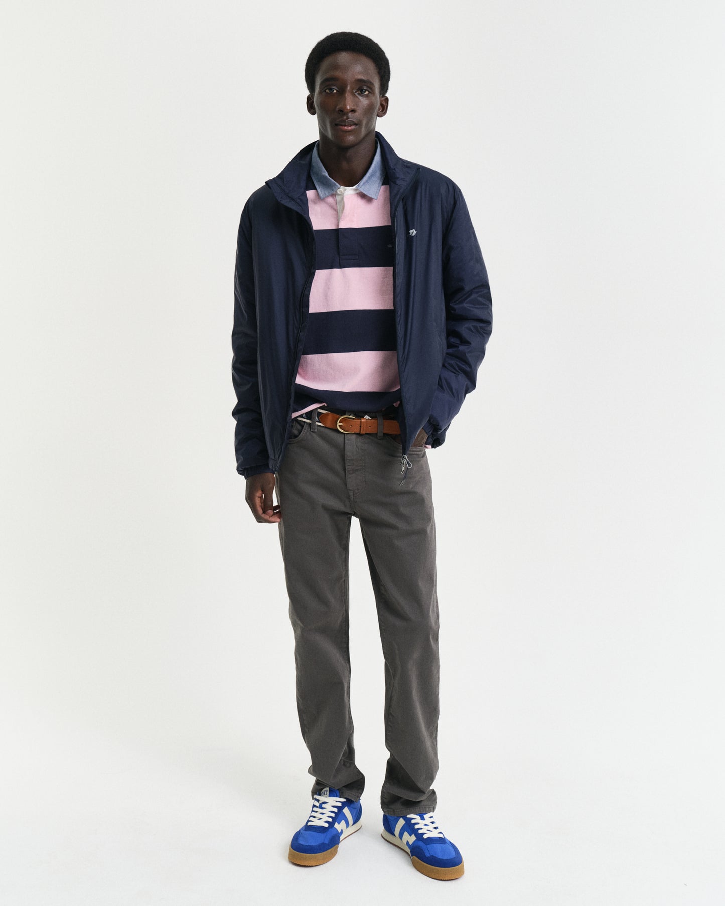 CALIFORNIA PINK, REG CHAMBRAY STRIPE HEAVY RUGGER BY GANT AU.
